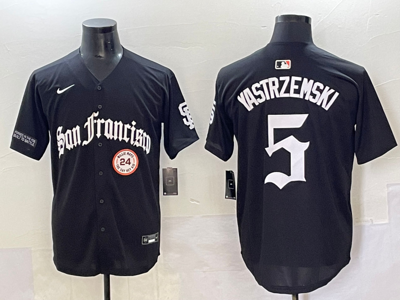 Men 2025 San Francisco Giants #5 Yastrezemski Black Five generations Joint Name Nike MLB Jersey style 5->san francisco giants->MLB Jersey